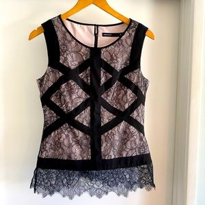 Karen Millen Black Tan/Cream Lace Tank UK 10/US 6